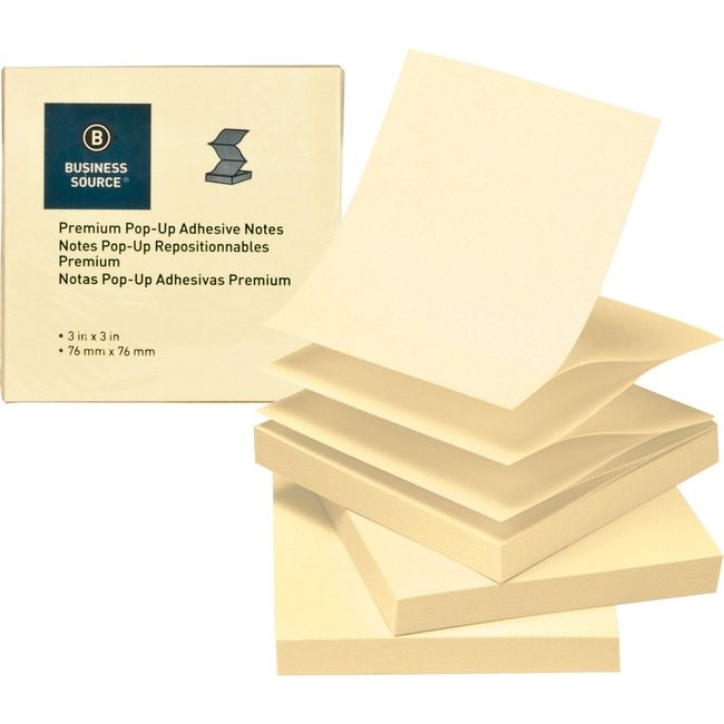 Business Source Notes Popup 3X3 24 Pack Canary BSN36617