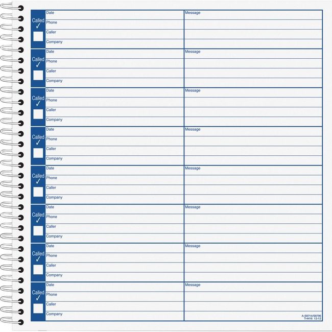 Adams Business Forms Book Log Voicemail 8.5X8.25 ABFS8714