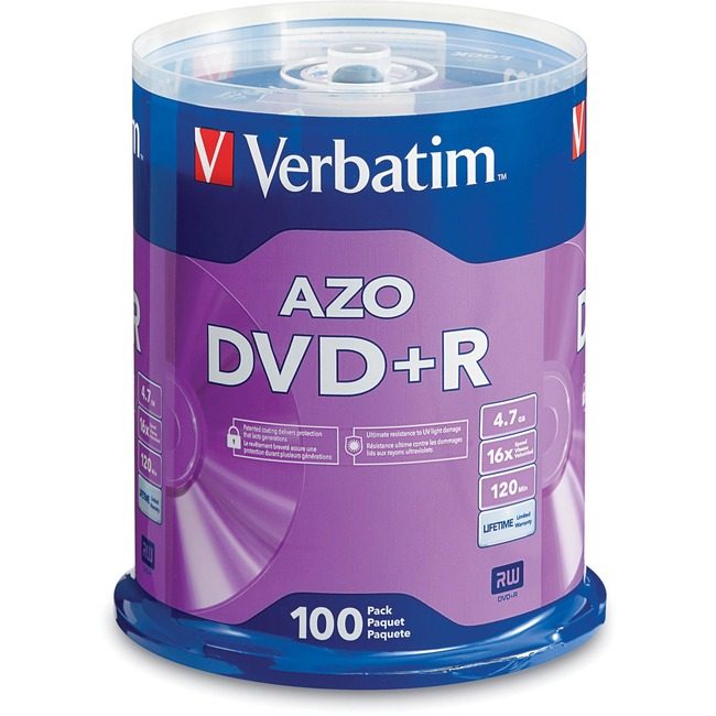 Verbatim Americas Dvd+R 4.7GB 16X 100 SPINDLE VER95098
