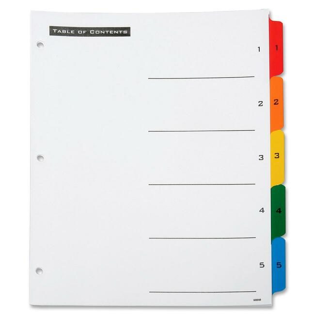 Varies / verify SKU SKU-LEVEL VERIFICATION REQUIRED Tab File Numerical 1-5 Assorted NSN3649489